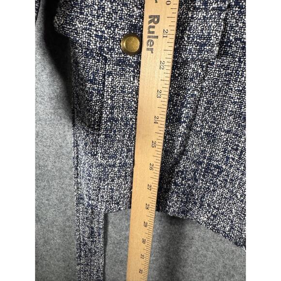 Michael Kors Jackets‎ Women 2 Blue Fringe Tweed Belted Blazer Old Money Preppy - Picture 7 of 11